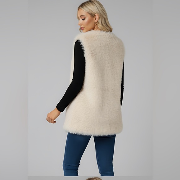 Faux Fur Vest Jacket Cream - Picture 5 of 6